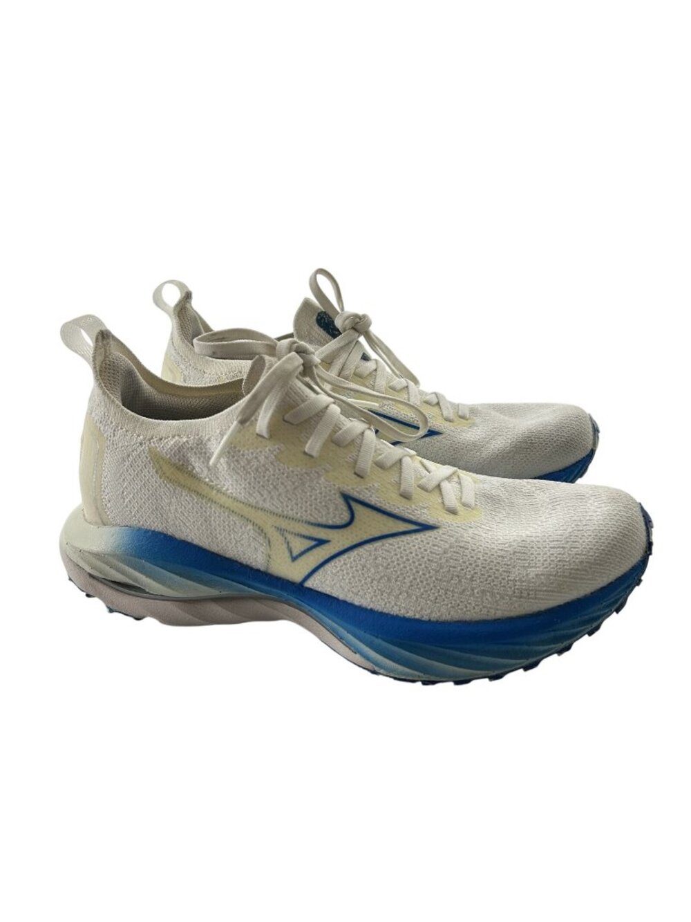 Mizuno Wave Neo Wind Shoes Womens Size 9 White Blue Running Sneakers Cushioned